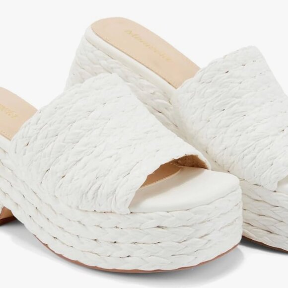 White Raffia Slip On Platform Sandal - Bridal Sandals - Picture 2 of 5